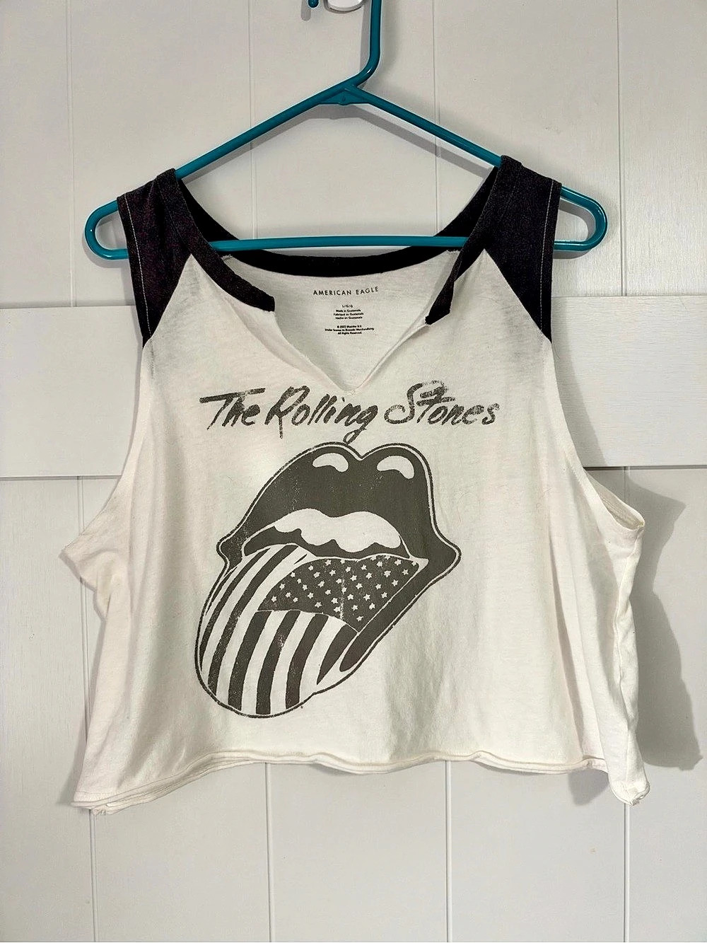 American Eagle The Rolling Stones Graphic Crop Tank Top Size Large